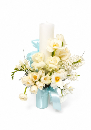 Lumanari botez - lumanare-botez-iasi-alb-bleu-flori-naturale