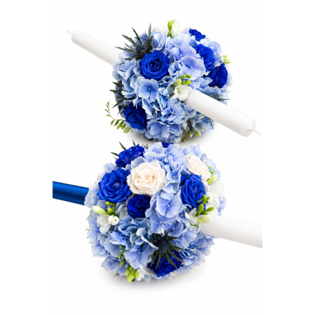 Nunta - lumanari-cununie-royal-blue-hortensie-trandafiri-iasi