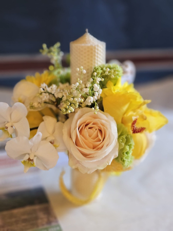 lumanare botez raza de soare iasi flori naturale galbene [2]