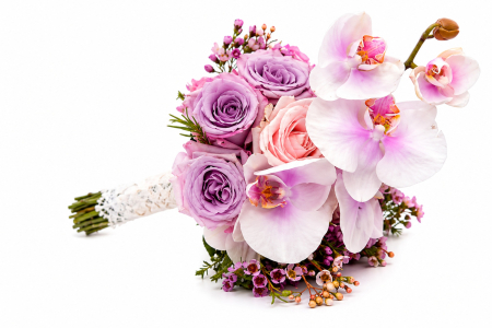 Produse - Buchet mireasă trandafiri Phalaenopsis wax flower luxury Iași