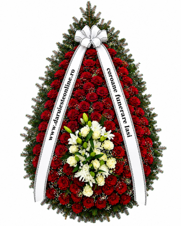 Coroane funerare Bârnova - Coroană funerară 100 trandafiri roșii Iași