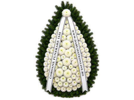 Coroană funerară albă imperială din brad natural – livrare Iași [1]