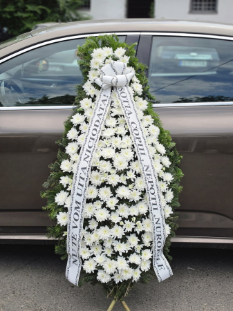 Coroană funerară albă imperială din brad natural – livrare Iași [2]