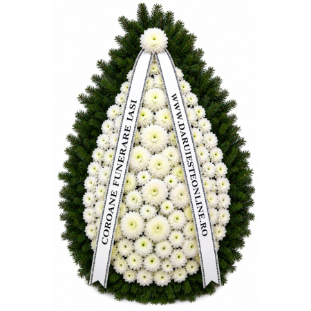 Coroană funerară albă imperială din brad natural – livrare Iași [2]