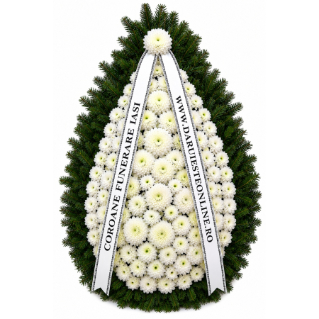 Coroană funerară albă imperială din brad natural – livrare Iași [3]