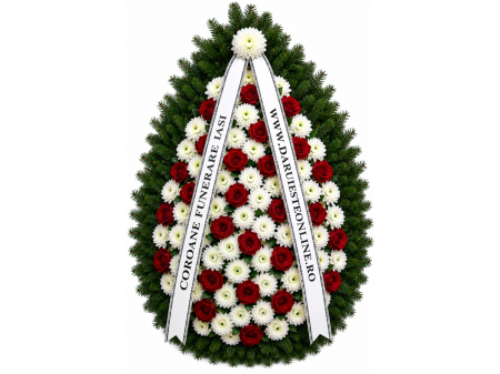 Coroane Funerare Lacrima - Coroană funerară lacrimă din brad natural – livrare rapidă Iași