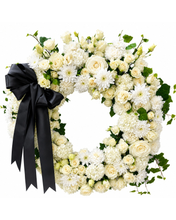 Coroană Funerară Premium Alb-Crem Iași – Livrare Rapidă la Capelă și Cimitir [1]