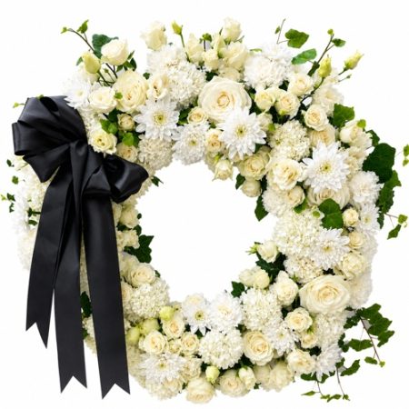 Funerare - Coroană Funerară Premium Alb-Crem Iași – Livrare Rapidă la Capelă și Cimitir