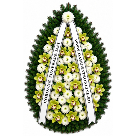 Coroană funerară premium cu orhidee și crizanteme – livrare Iași [4]