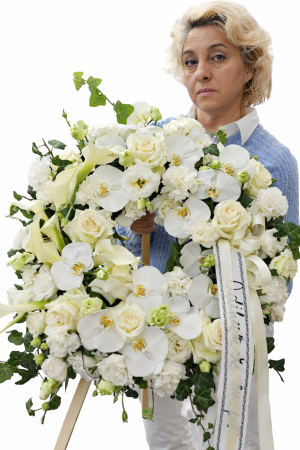 Coroane funerare Bucium - coroana-funerara-rotunda-luxury-alba-orhidee-trandafiri-iasi