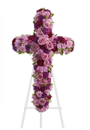 Cruce funerara multicolora flori naturale Iasi livrare gratuita [1]