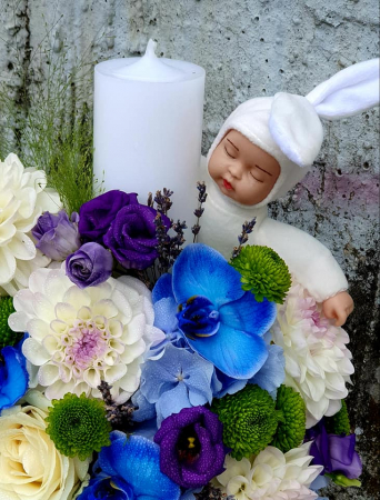 Lumanare botez baietel -flori albaste [1]