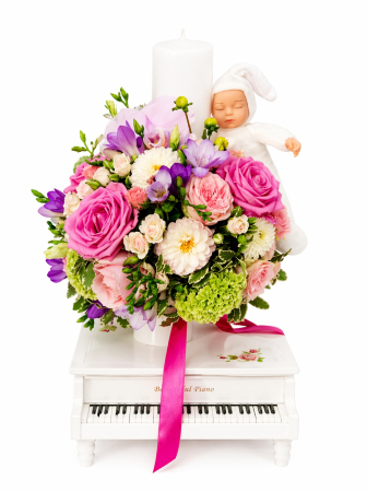 Lumanari botez - lumanare-botez-fetita-iasi-flori-roz-premium