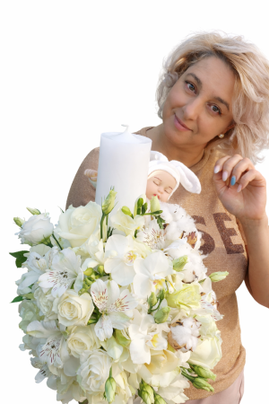 Lumanari botez - lumanare-botez-bebelus-flori-albe-premium-iasi