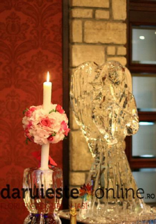Lumanari botez - Lumanare botez hortensie trandafiri frezii