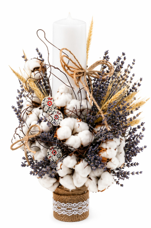 Lumanari botez - lumanare botez lavanda bumbac Iasi rustic natural premium