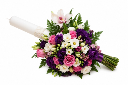 Produse - Lumanari nunta eustoma si trandafiri