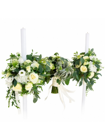Lumanari cununie - Set Cununie Luxury Air Plant Ivory – Buchet Mireasă și Lumânări Cununie Iași