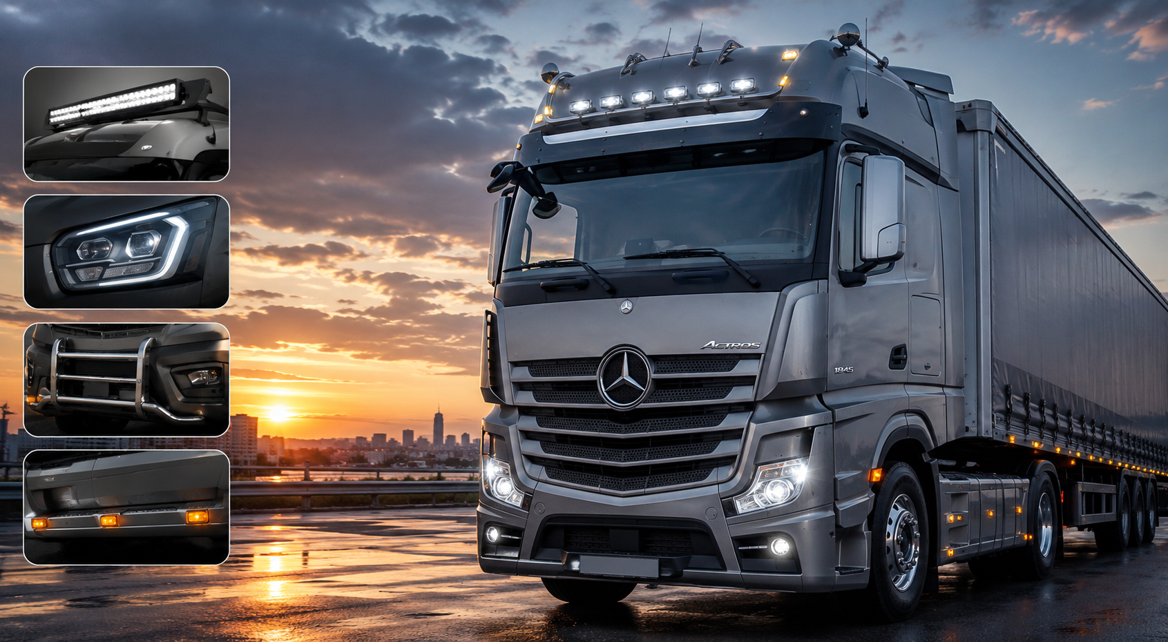 Mercedes Actros: produse recomandate pentru protecție și iluminare modernă