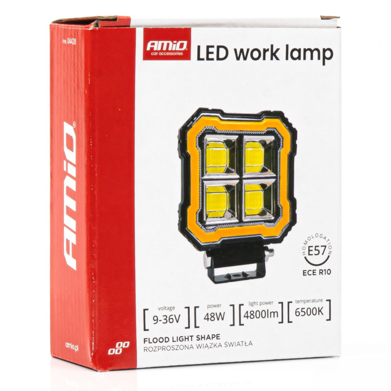 Lampa lucru LED, 48W, 4800 lumeni, lumina alba, galbena, 10-36V, vehicule, utilaje, flood [9]