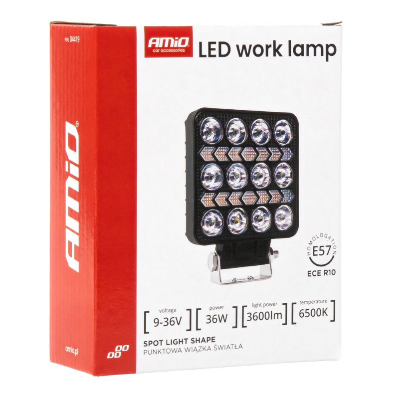 Lampa lucru LED, 36W, 3600 lumeni, lumina alba, galbena, 10-36V, omologata, vehicule, utilaje [8]