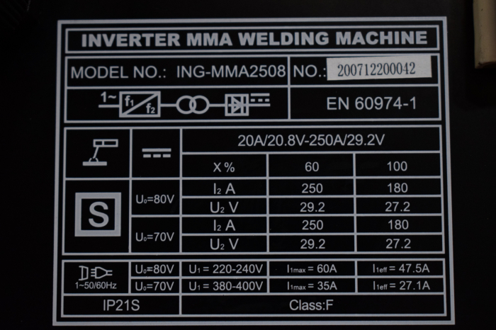 Aparat, invertor de sudura MMA 250Ah, 220-240V / 380-400V [3]