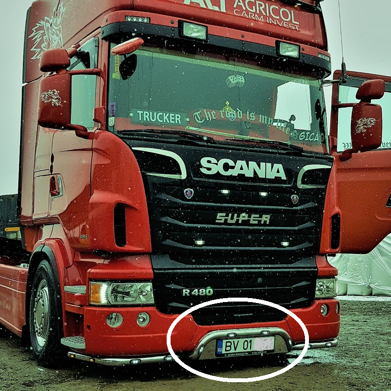 Bara leduri sub masca fata, suportul cu numar, mijloc, Scania R, Topline, Highline [2]