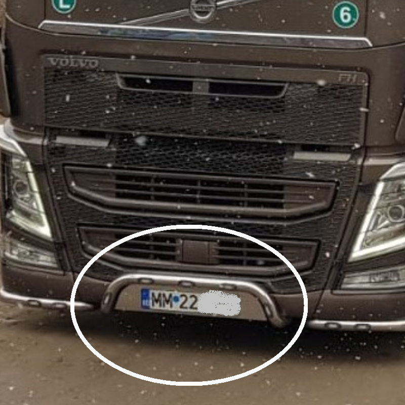 Bara leduri sub masca fata, suportul cu numar, mijloc, Volvo Euro 6 [2]