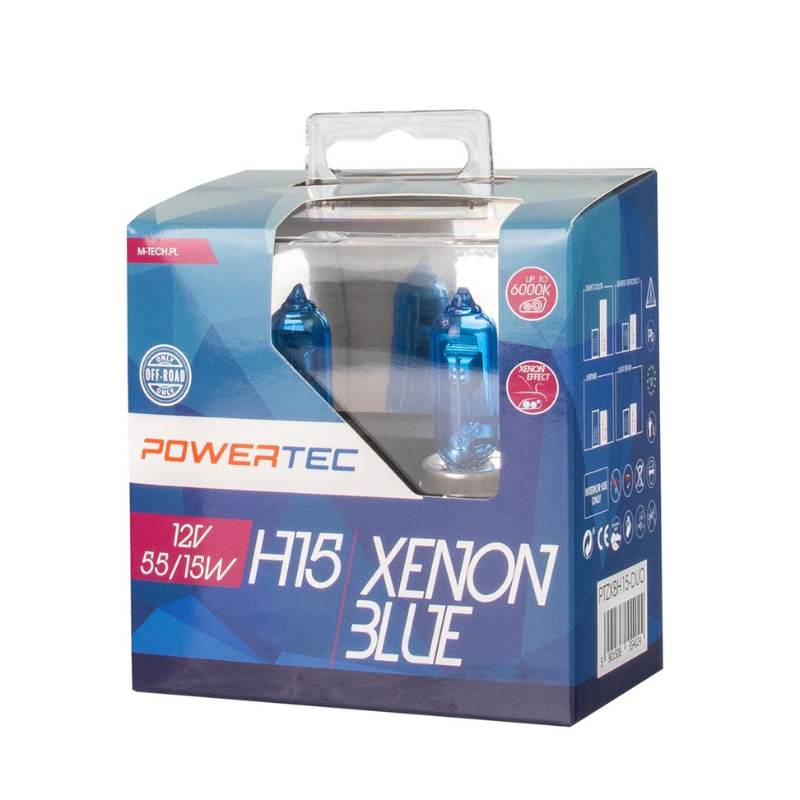 Set 2 Becuri H15, 12V, PGJ23t-1, 55/15W, Albastru Xenon [3]