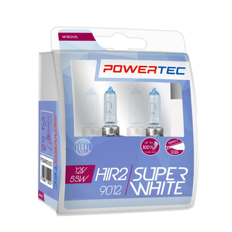 Set 2 Becuri halogen HIR2, 12V, PX22D, 9012, 55W, Super Alb [3]