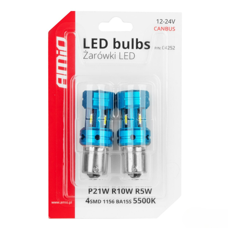 Bec LED CANBUS 1156 (BA15S, P21W) 4SMD Alb, 12V/24V - Fara Eroare Bord [5]