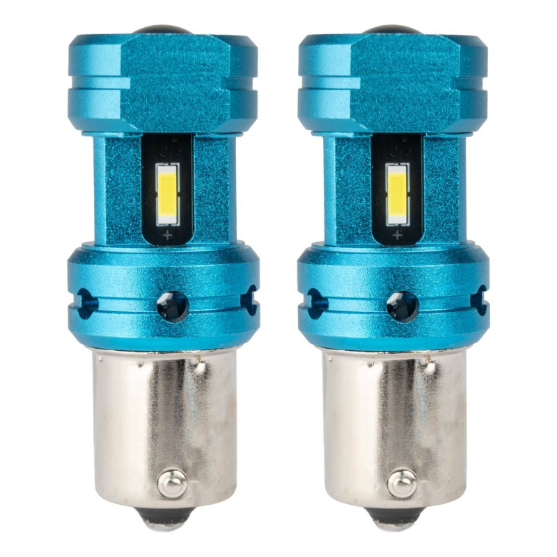 Bec LED CANBUS 1156 (BA15S, P21W) 4SMD Alb, 12V/24V - Fara Eroare Bord [2]