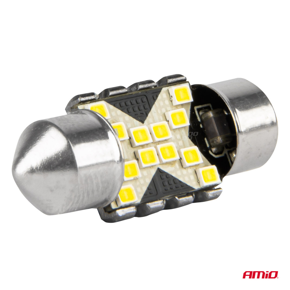 Bec LED CANBUS C5W Festoon 31mm, 12SMD 2016 Alb, 12V/24V [4]