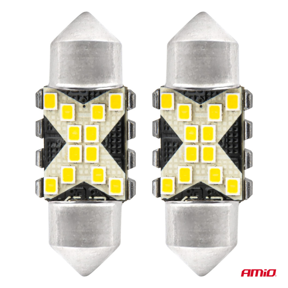 Bec LED CANBUS C5W Festoon 31mm, 12SMD 2016 Alb, 12V/24V [2]