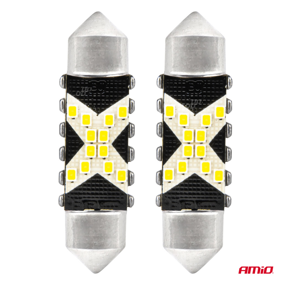 Bec LED CANBUS C5W Festoon 39mm, 12SMD 2016 Alb, 12V/24V [2]