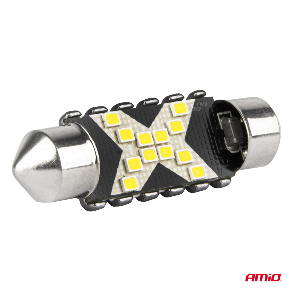 Bec LED CANBUS C5W Festoon 39mm, 12SMD 2016 Alb, 12V/24V [4]