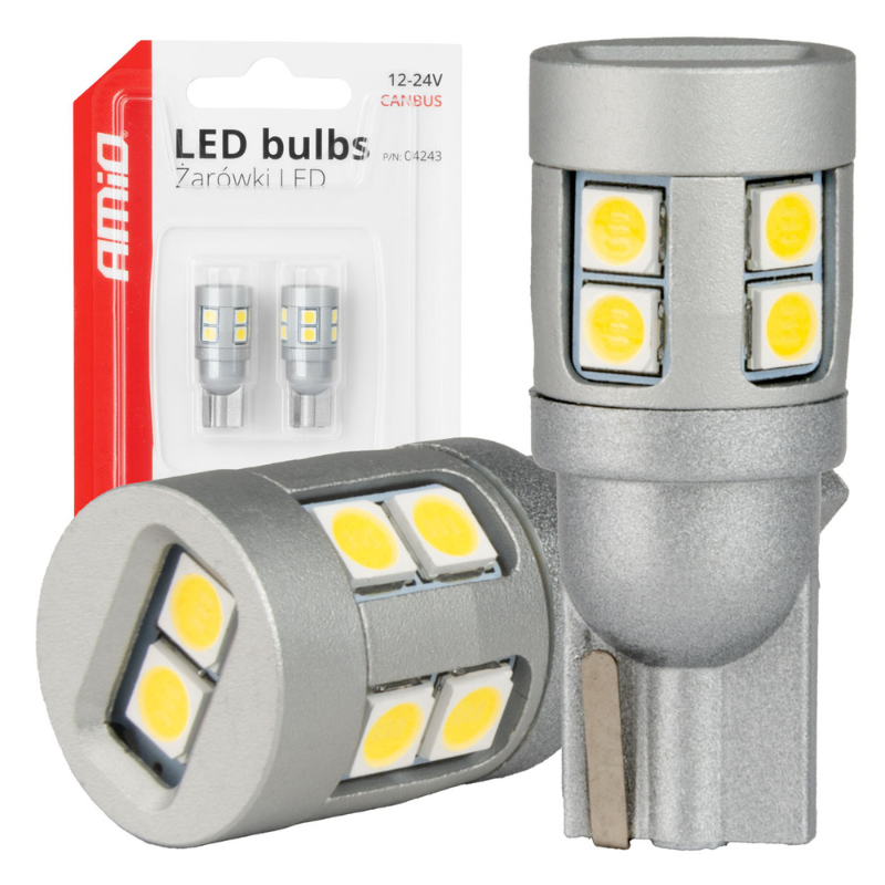 Bec LED CANBUS T10 W5W 12SMD 3030 Alb, 12V/24V [1]