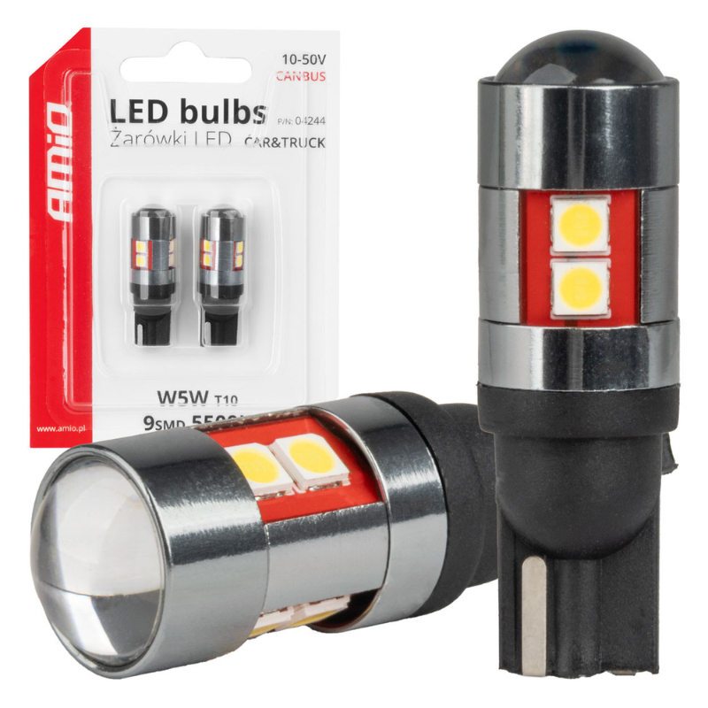 Bec LED CANBUS T10 W5W 9SMD 3030 Alb, 12V/24V [1]