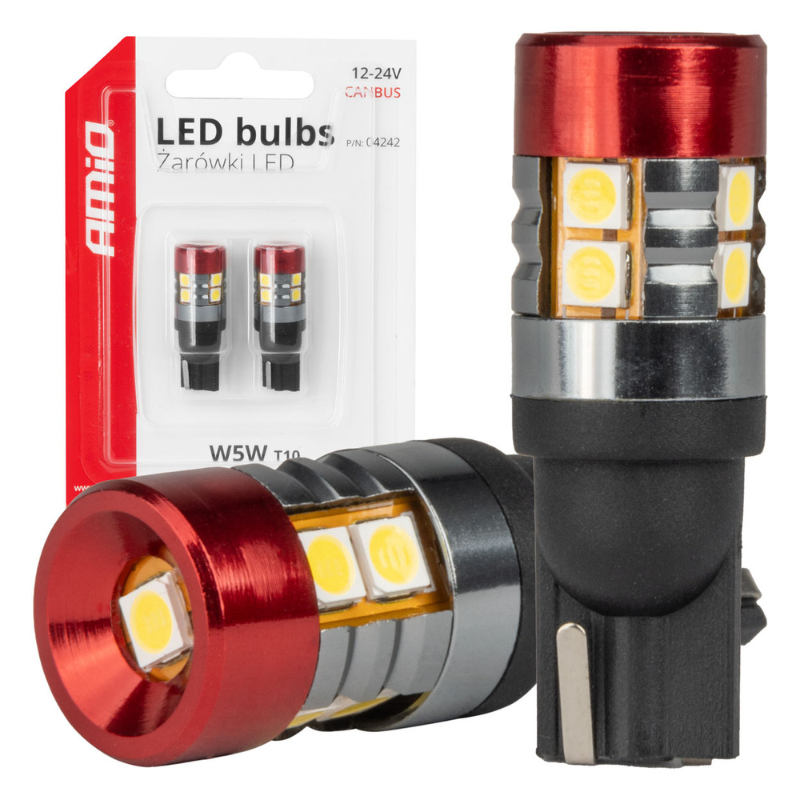 Bec LED CANBUS T10 W5W 9SMD 3030 Alb, 12V/24V [1]