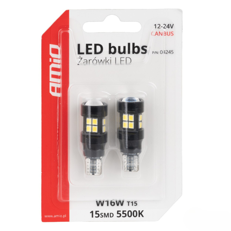 Bec LED CANBUS T15 W16W 15SMD 2835 Alb, 12V/24V - Marsarier/Pozitie [4]