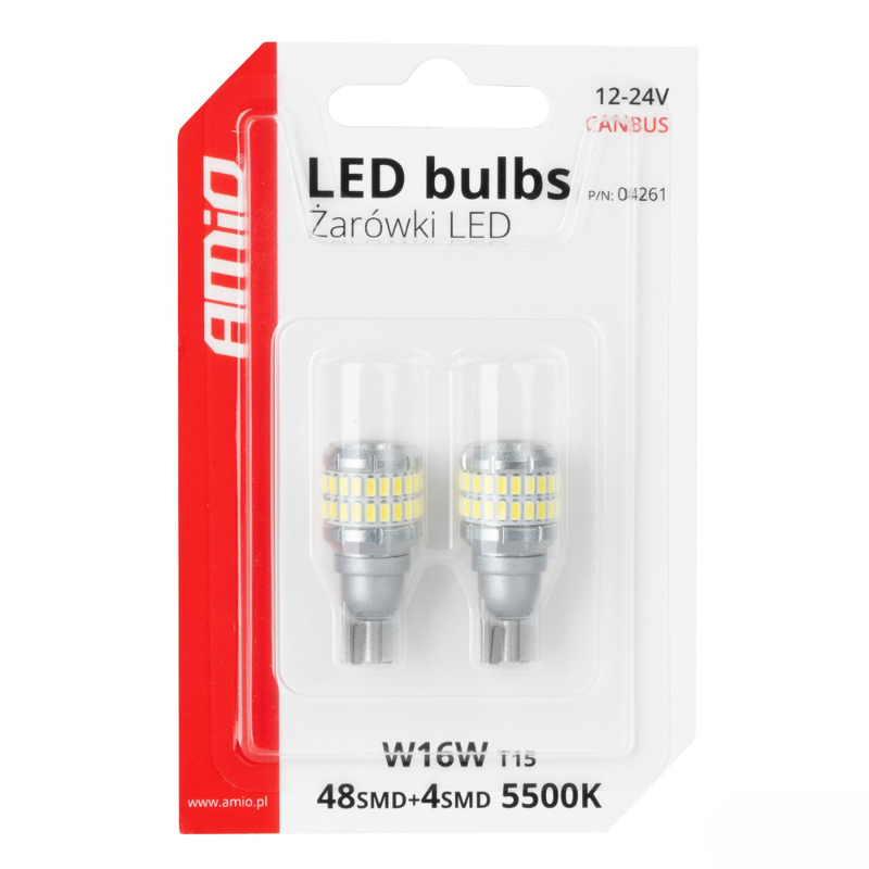 Bec LED CANBUS T15 W16W 48SMD (3014/3030) Alb, 12V/24V - Marsarier/Pozitie [5]