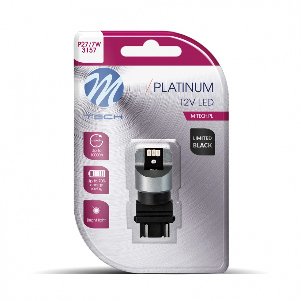 Bec LED, P27/7W, W2.5x16q 3157, 12-24V, CANBUS, Roșu [2]