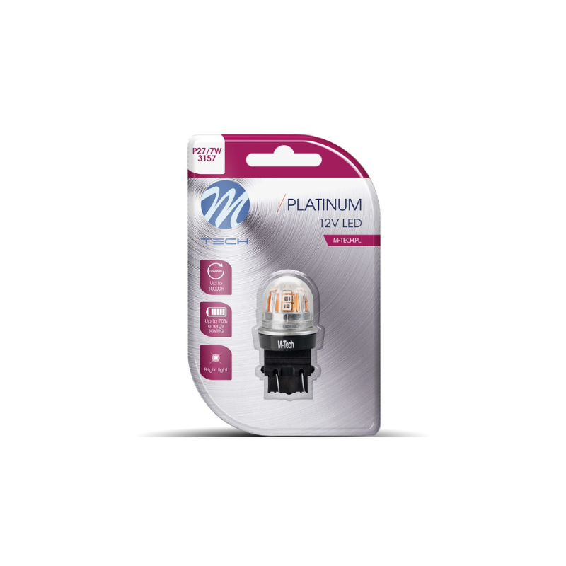 Bec LED Platinum, W2.5x16q, P27/7W, 12/24V, CANBUS, roșu [2]