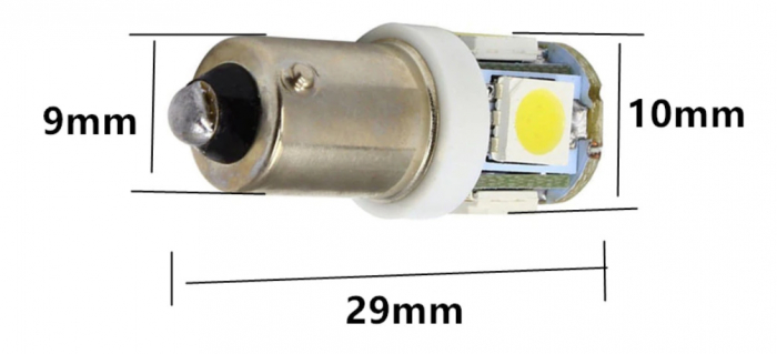 Bec LED T4W, soclu BA9S, 12V - Wesem A.23751 [2]