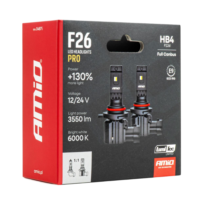 Becuri LED auto F26 PRO, HB4, 6000K, 68W, CANBUS, 12/24V [7]