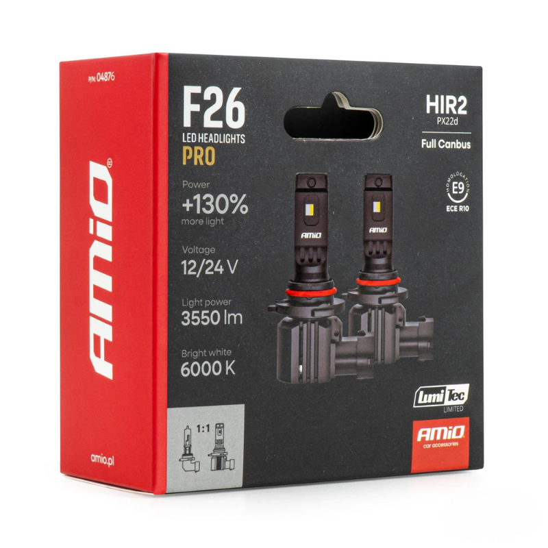 Becuri LED auto F26 PRO, HIR2, 6000K, 68W, CANBUS, 12/24V [7]
