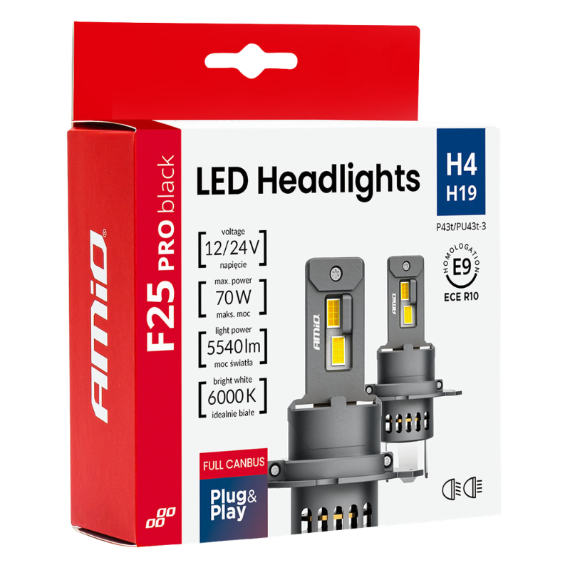 Becuri LED H4/H19, 70W 5540lm, CANBUS, 12/24V, 6000K [9]