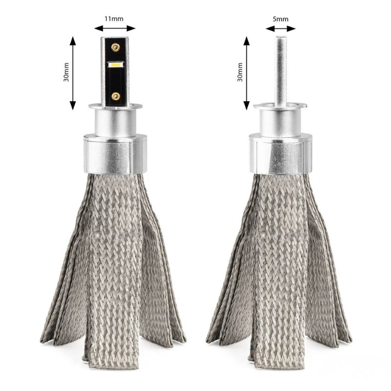 Becuri LED H3, 50W, 4300LM, 6000K, 12V-24V, Canbus, Adaptor 360 [2]