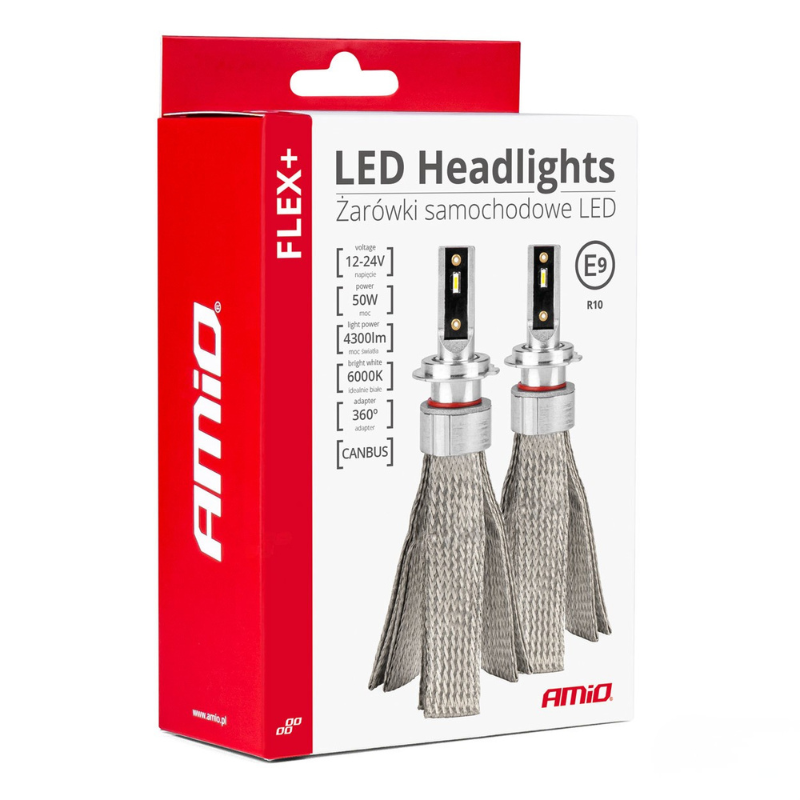 Becuri LED H3, 50W, 4300LM, 6000K, 12V-24V, Canbus, Adaptor 360 [6]