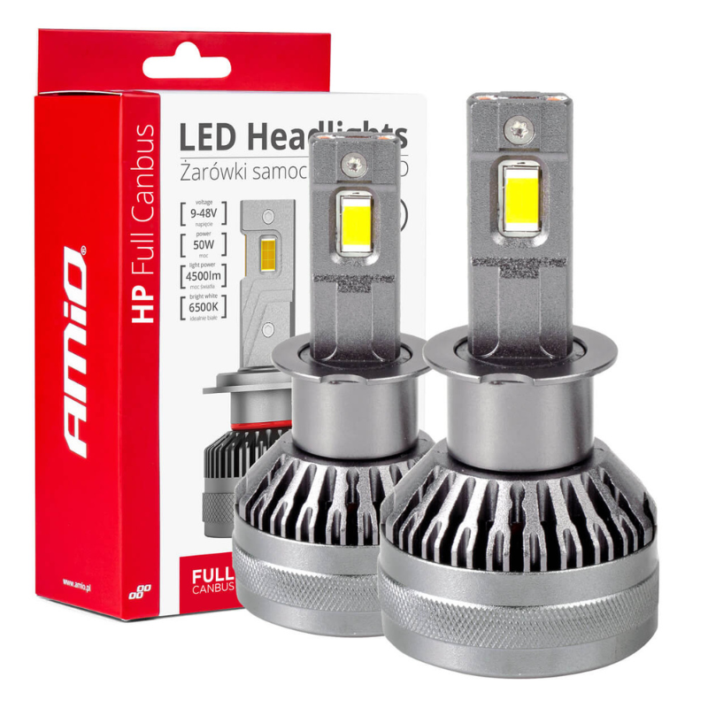 Becuri LED H3, 50W, 4500LM, 6500K, 9V-48V, Full Canbus, Racire Activa [1]
